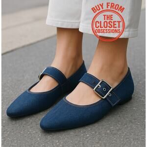 ZARA Denim Mary Jane Flats NWT | Blue Ballet Flats | Size 7.5